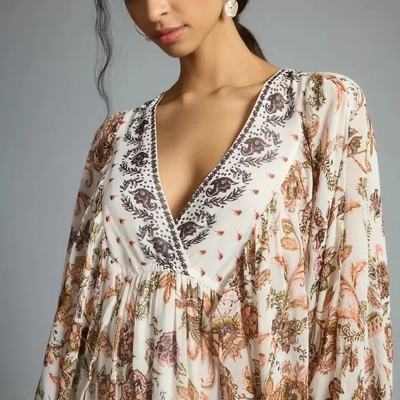 Anthropologie V-neck Long Sleeve Dress - Picture 3 of 16